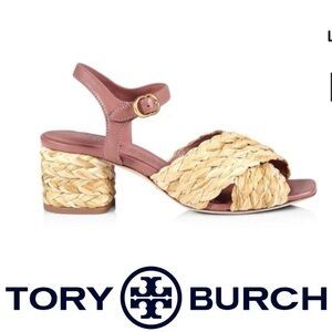 Tory Burch Kira Braided Raffia Woven Sandals-Size 7.5